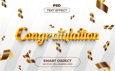Premium Psd Congratulation 3d Editable Text Effect Style With Background