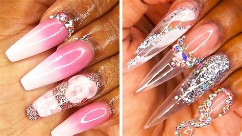 Pick a small ball of pink acrylic mixture and place it onto the nail. Video: TRENDING NAIL ART IDEAS FOR ACRYLIC NAILS - Nailart ...