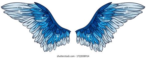 Beautiful Glowing Bright Blue Angel Wings Stock Vector Royalty Free
