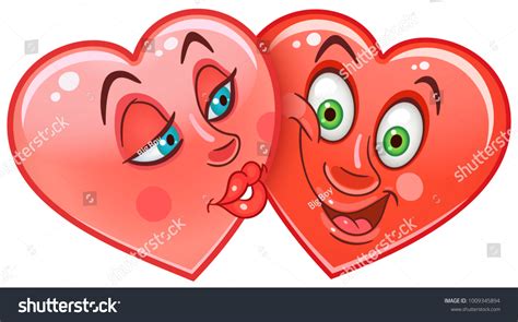 Cartoon Red Hearts Kiss Emoticons Smiley Stock Vector Royalty Free