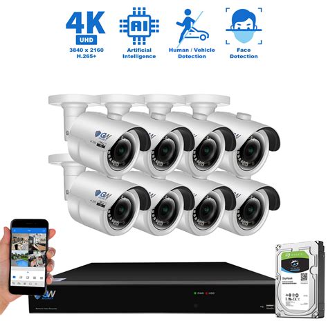Gw Security 8 Channel Ultra Hd 4k Ai Smart Home Office Security Camera