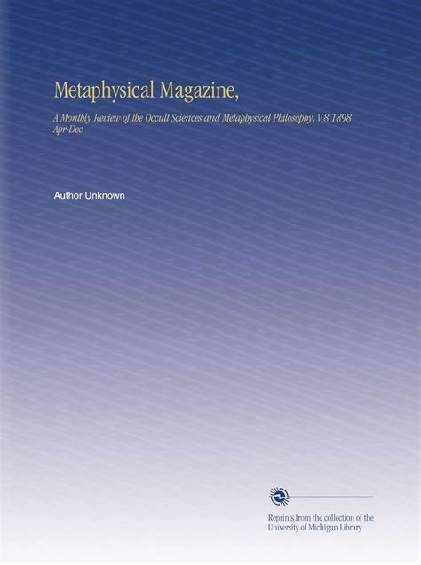 Metaphysical Magazine A Monthly Review Of The Occult Sciences And
