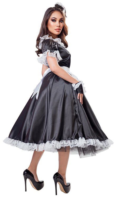 classic long satin french maid [sat100 long] 163 20 birchplaceshop fashion and fantasy