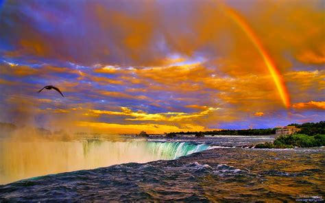 Hd Wallpaper Rainbow Sunset Over Niagara Falls Desktop Background