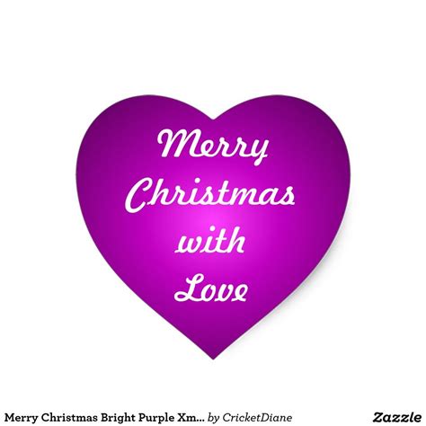 Merry Christmas Bright Purple Xmas Holiday Heart Sticker Xmas Holidays