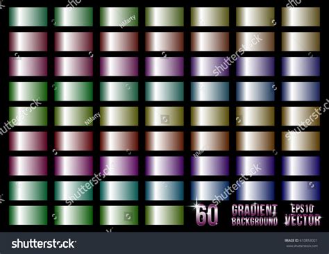 Set 60 Colored Metal Gradients Swatches Stock Vector Royalty Free