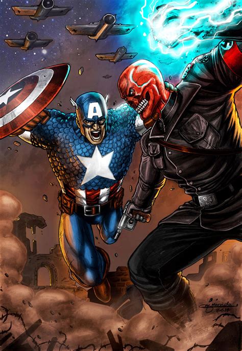 Captain America Vs Red Skull By Mark Marvida By