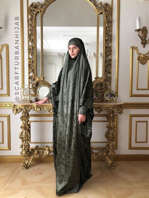 Khaki Velvet Khimar Muslim Dress Transformer Jilbab Nikab Traditional Ready To Wear Hijab