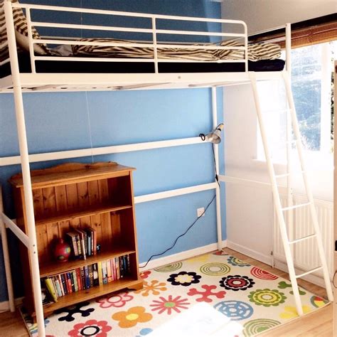 I already have a bed for my new apartment and am looking at couches, but due to space reasons would like one that could occasionally serve as an ok bed for a guest. White ikea metal high sleeper bed - no mattress | in ...
