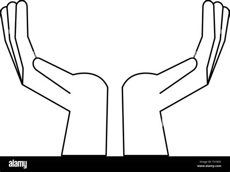 Black Hands Open Symbol In Black And White Stock Vector Image And Art Alamy