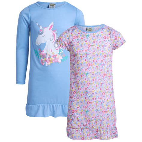 Sweet And Sassy Girls Pajamas 2 Pack Sleep Shirt Nightgown Pajamas