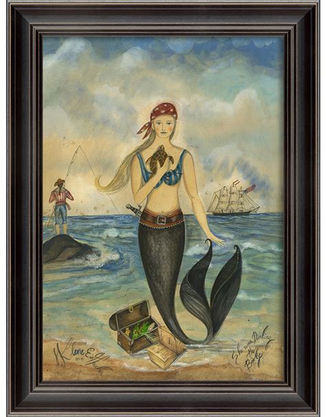 Pirate Mermaid Framed Print Nautical Decor Wall Art Squan Trading