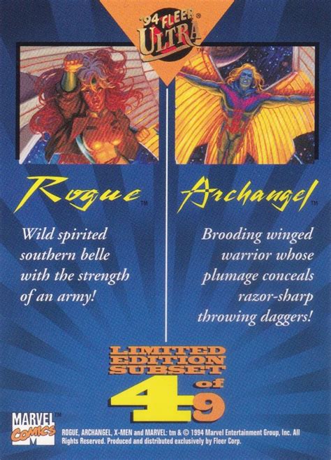 X Men 1994 Fleer Ultra Limited Edition Subset Card 4 Rogue Archangel
