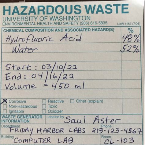 Hazardous Waste Procedures Friday Harbor Laboratories