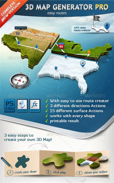 3d Map Creator Adobe Photoshop 10 Actions And Graphics Tools