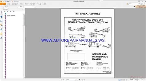 Terex Aerials Tb44 50tb100 Service And Maintenance Manual 17156 Auto