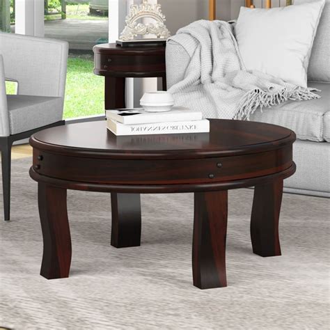 The wooden coffee tables with skilful craftmanship and intricate detailing blend perfectly with upholstered sofas opt for round, oval, square, rectangle or nesting coffee tables as per the look and feel of your space and. Full Moon Solid Wood 36" Round Coffee Table
