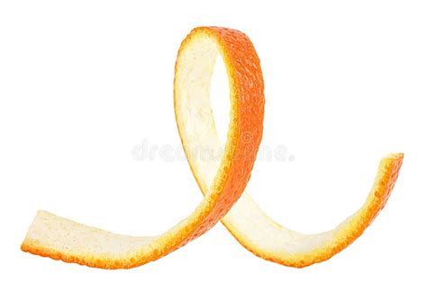 Orange Peel Isolated On White Background Spiral Orange Skin Stock