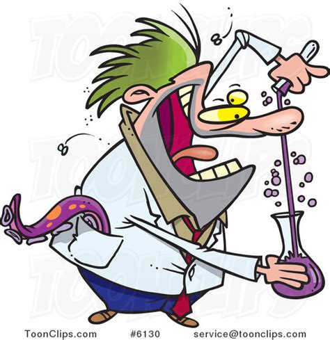 Cartoon Mad Scientist Mixing Chemicals 6130 By Ron Leishman