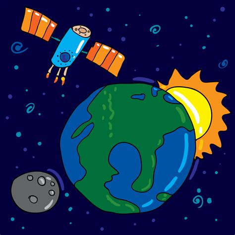 Space Satellite Cartoon Images