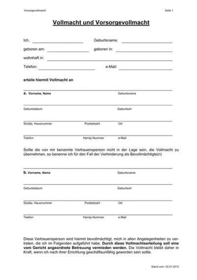 Formular Vorsorgevollmacht Fill Out And Sign Printable Pdf Template SexiezPicz Web Porn