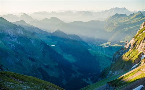 Nature Landscape Mountain Mist Sunrise Switzerland