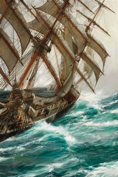 Montague Dawson Wind In The Rigging Ship Paintings Old Sailing