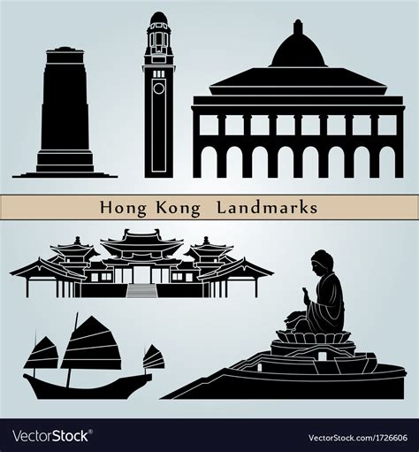 Hong Kong Landmarks And Monuments Royalty Free Vector Image