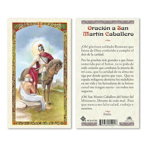 San Martin Caballero Prayer Card Spanish St Pauls Catholic Books