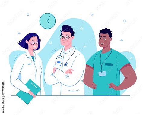 The Team Of Doctors Vector Illustration In A Flat Cartoon Style Stock
