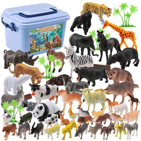 58pcsset Mini Jungle Animals Toys Set Animal Figuresworld Zoo Forest