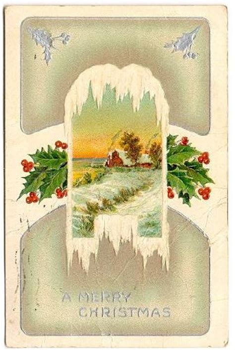 Christmas A Merry Christmas 1910 Holly And Winter Scene