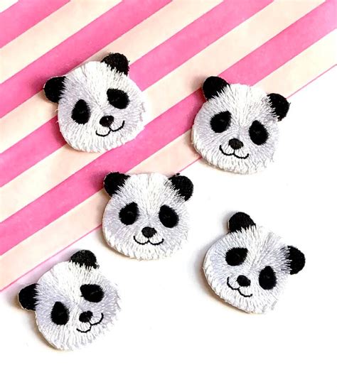 Panda Iron On Patch Cute Animal Patches Embroidered Panda Etsy Uk