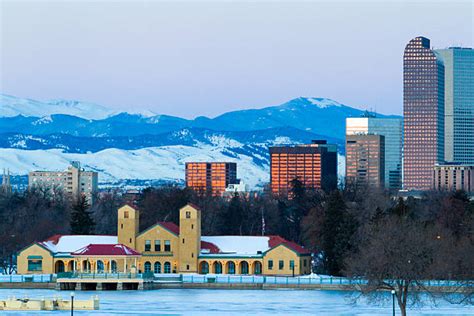 Best Denver Colorado Downtown District Winter Night Stock Photos