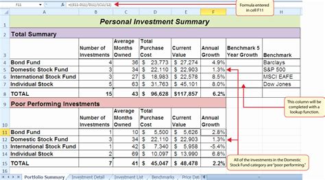 Excel Spreadsheet For Shares Portfolio For Investment Portfolio Sample