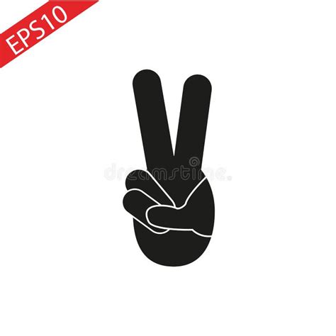 Peace Hand Gesture Icon Drop Shadow Victory Silhouette Symbol Two