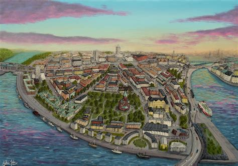 Södermalm nightlife walk in central stockholm, lively downtown city. Mathias John | Painting Södermalm