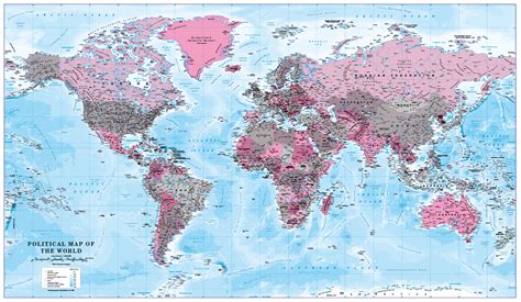World Map Decor Red Pink And Grey Large Cosmographics Ltd