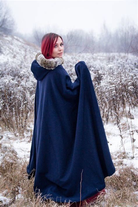 Hooded Cloak With Fur Medieval Cloak Viking Cloak Hooded Cape