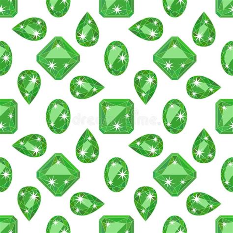 Seamless Pattern With Precious Gem Emerald Stock Vector Illustration