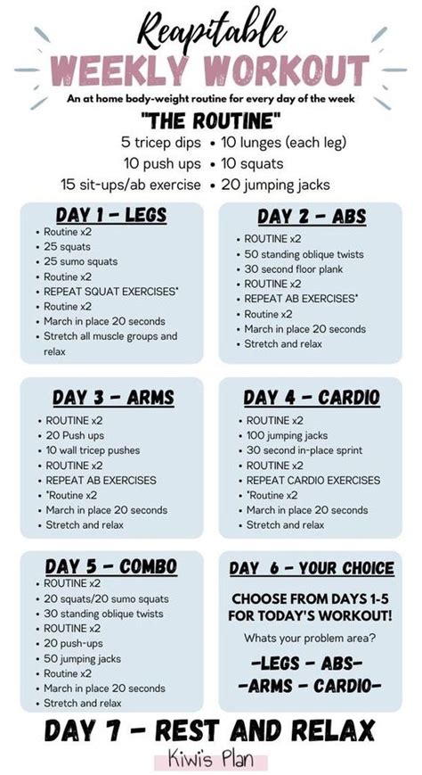Weekly Workout Daily Workout Plan Weekly Workout Weekly Workout Plans