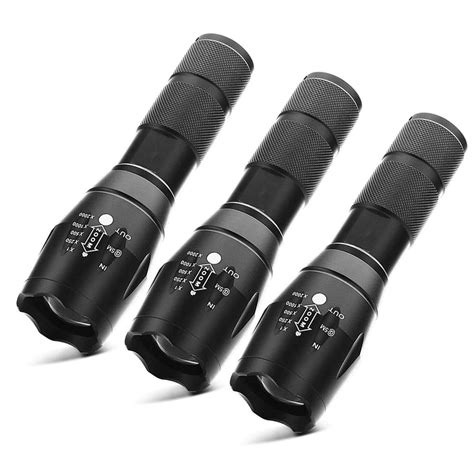 3 Pack Single Mode Led Flashlights Super Bright 1000 Lumen Zoomable