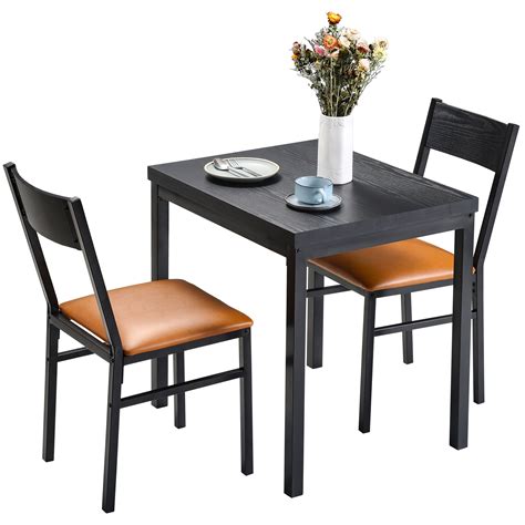 The group includes the table and 4 chairs. 3 Piece Dining Table Set with Cushioned Chairs for Dining ...