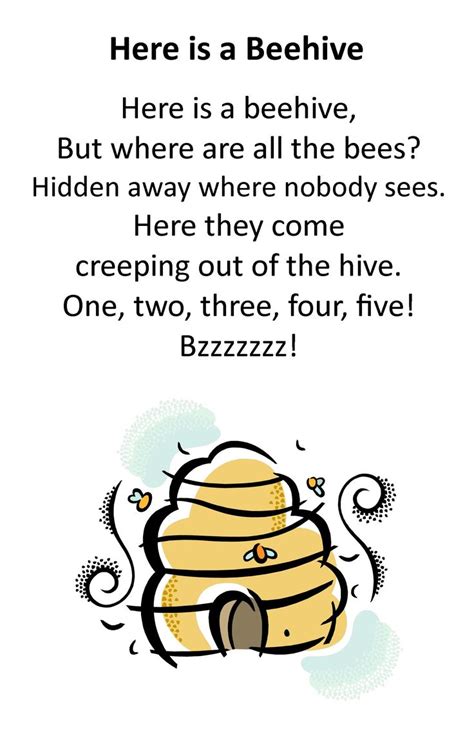 Itty Bitty Rhyme Here Is A Beehive Preschool Songs Kids Poems