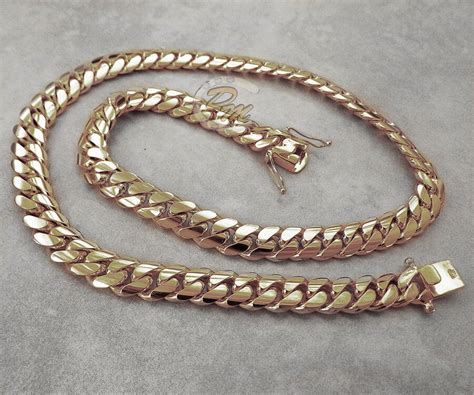 Solid 14k Gold Miami Mens Cuban Curb Link Chain Necklace 24 Heavy 267