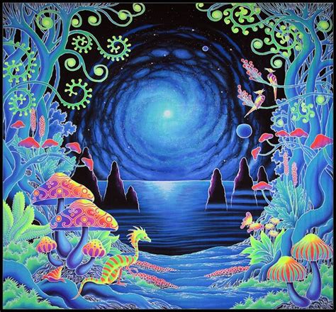 Psychedelic Uv Banner Tapestry Space Jungle