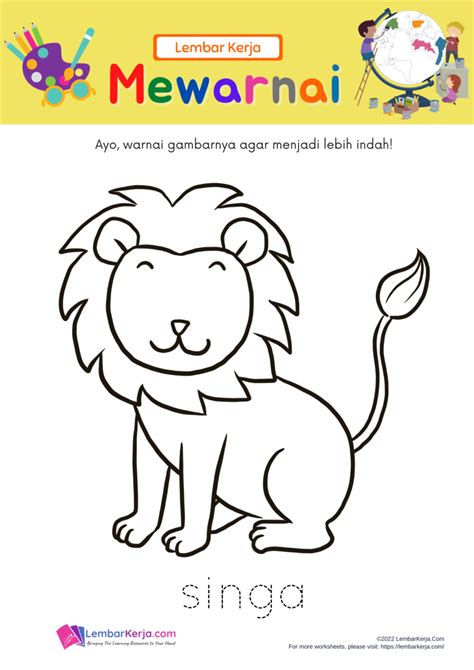 Mewarnai Gambar Anak Singa Lucu Untuk Anak Anak Mewar