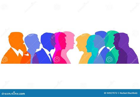 Banner Of Men And Women In Discussion Stock Vector Illustration Of