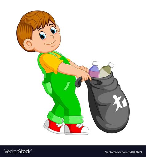 A Man Carry Trash Bag Royalty Free Vector Image Islamic Kids