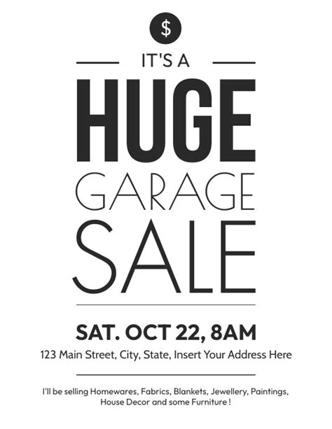 Copy Of Black And White Garage Sale Flyer Postermywall